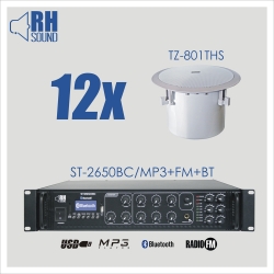 Nagłośnienie sufitowe RH SOUND ST-2650BC/MP3+FM+BT + 12x TZ-801THS